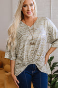 Bailee Leopard Half Sleeve V Neck Loose Fit Top
