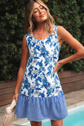 Dior Ruffle Hem Patchwork Dress
