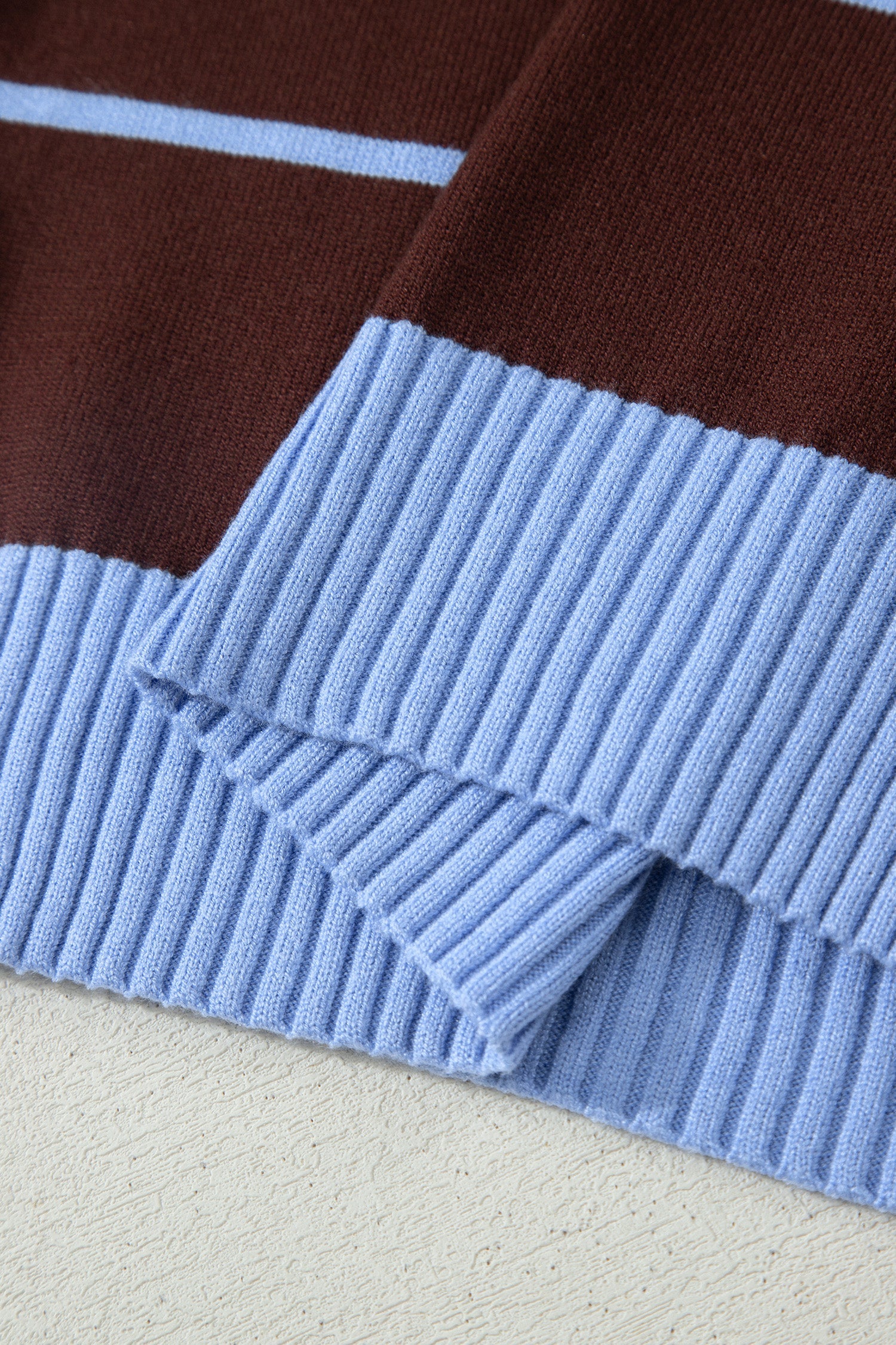 Sky Blue Stripe Striped Short Sleeve Round Neck Casual Knit Top
