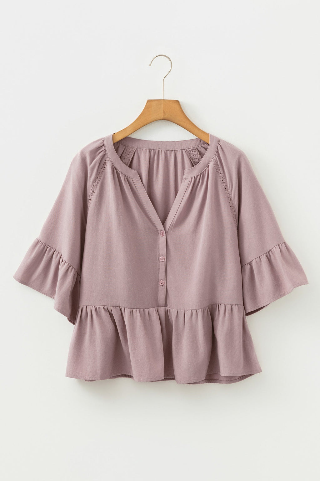 Ainsley Slit Ruffled Loose Blouse