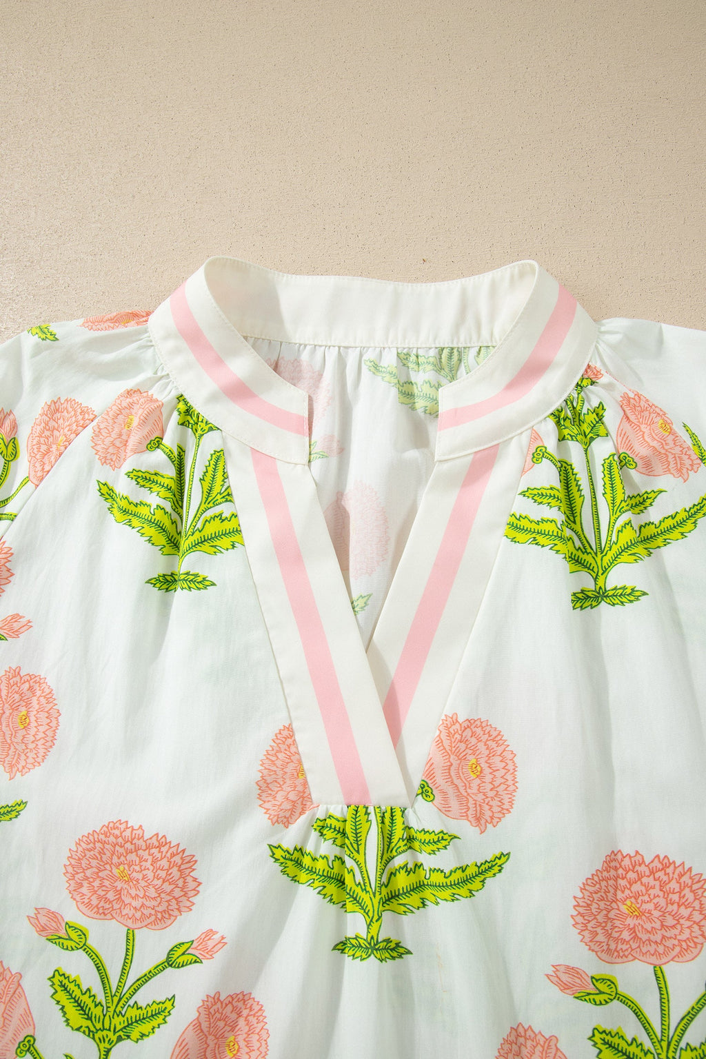 Giuliana Print Striped Trim PLUS Blouse