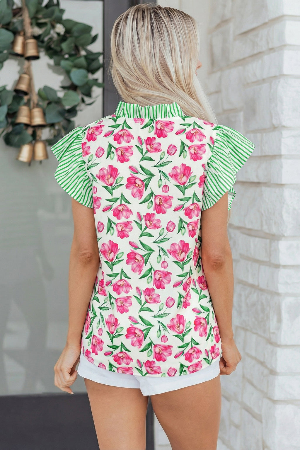 Adelaide Striped Ruffle Trim Blouse