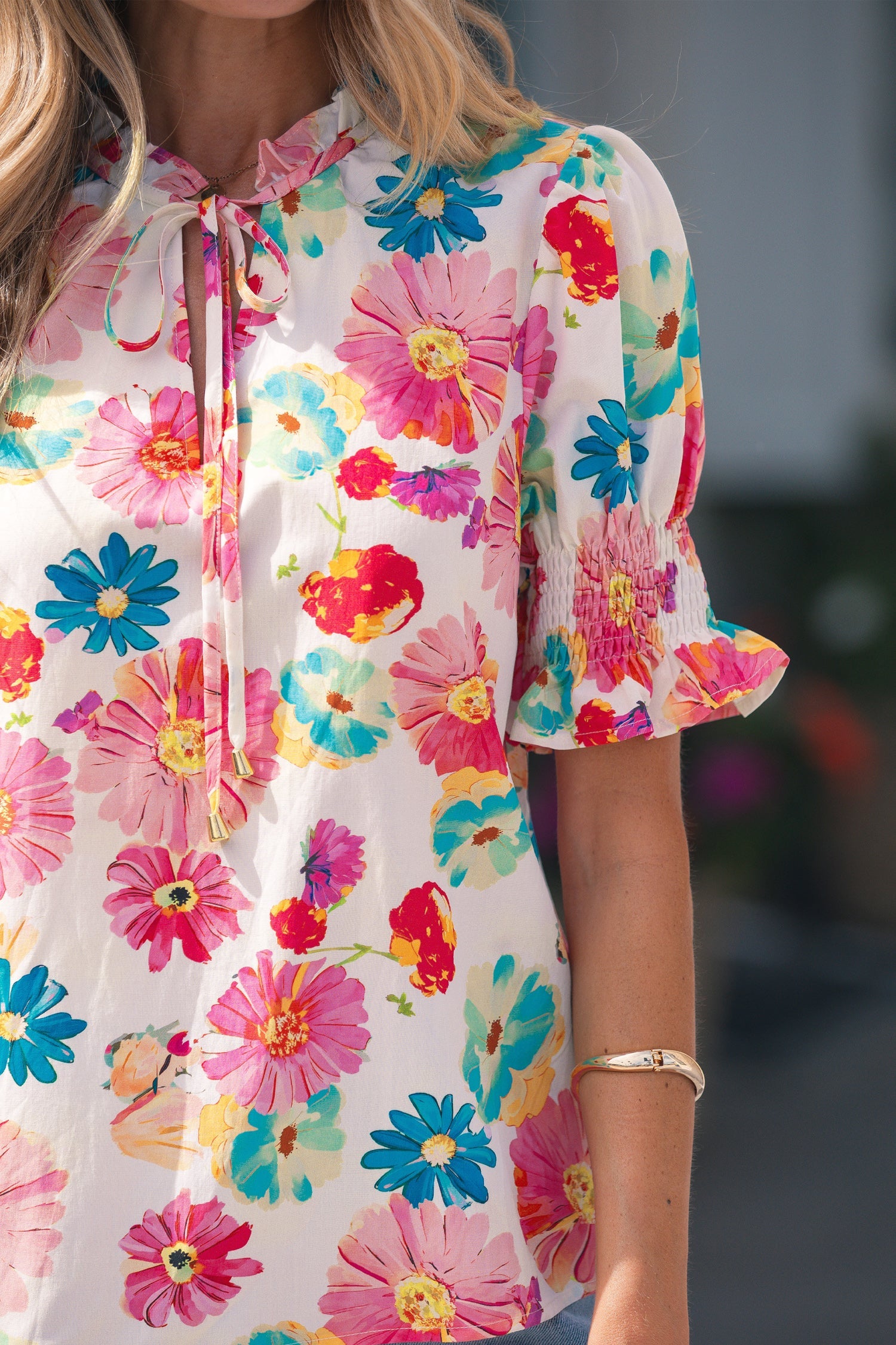 Faith Short Puff Sleeve Blouse