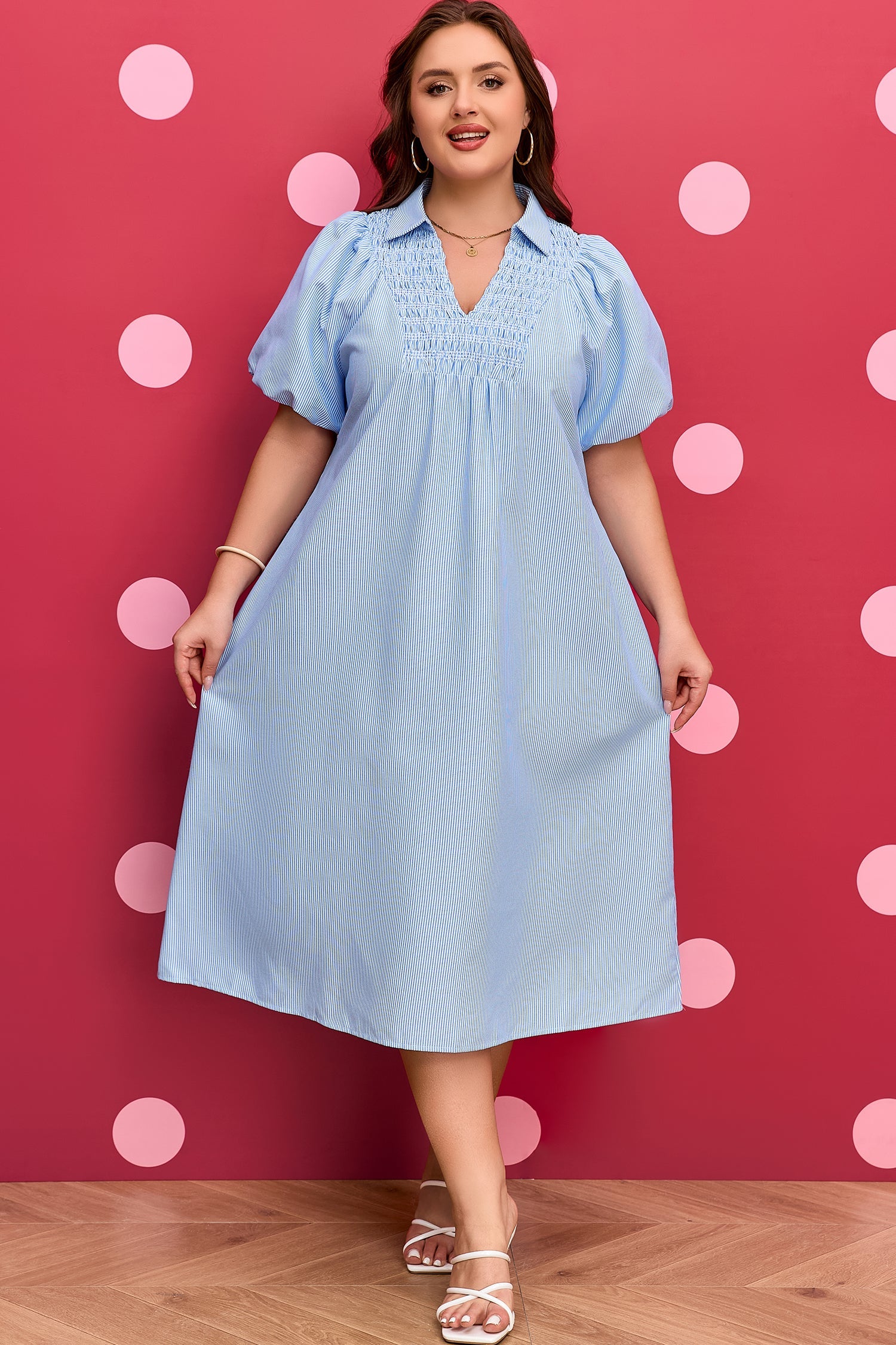 Julieta Detail Collar Midi PLUS Dress