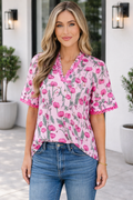 Ruby Detail Frilled Summer Blouse