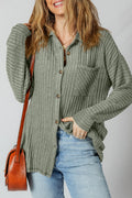 Lucia Ribbed Texture Button Up Shacket
