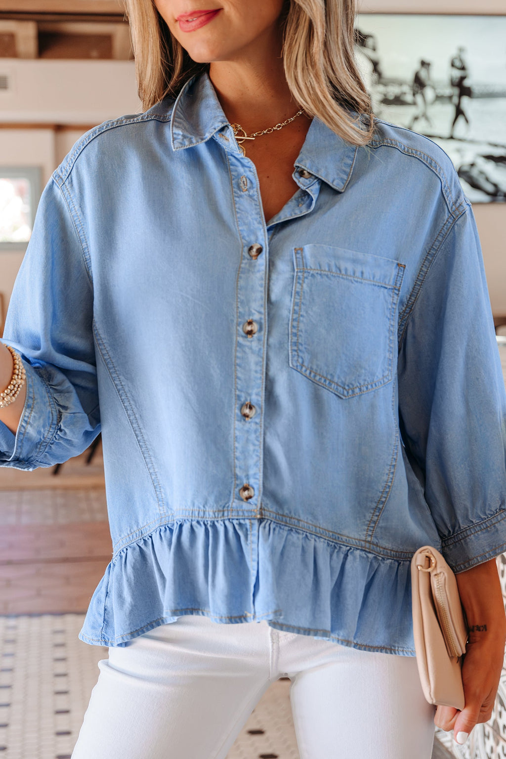 Daphne High Low Chambray Shirt