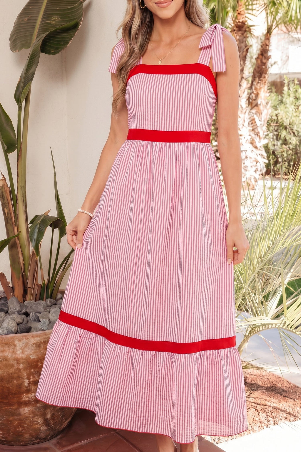 Rose Ruffle Hem Maxi Dress