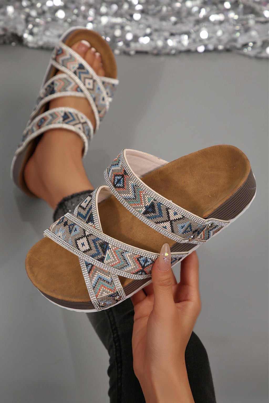 Caroline Strappy Hollowed Platform Slippers