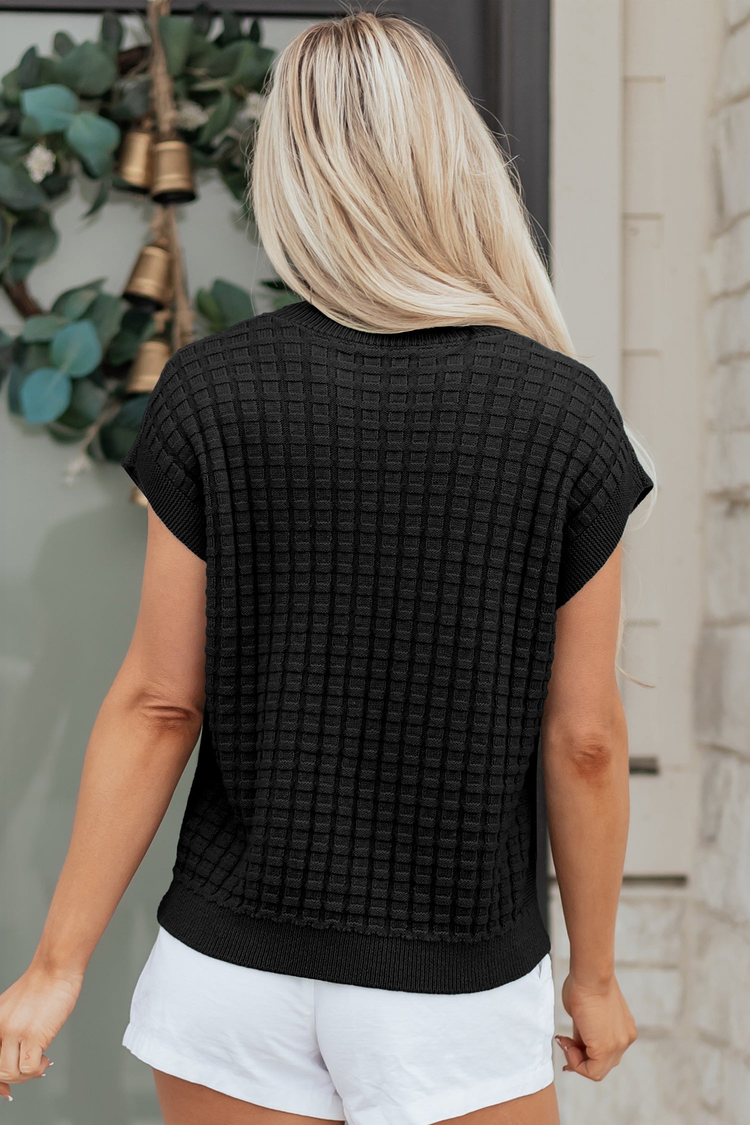Marina Textured Short Sleeve Sweater