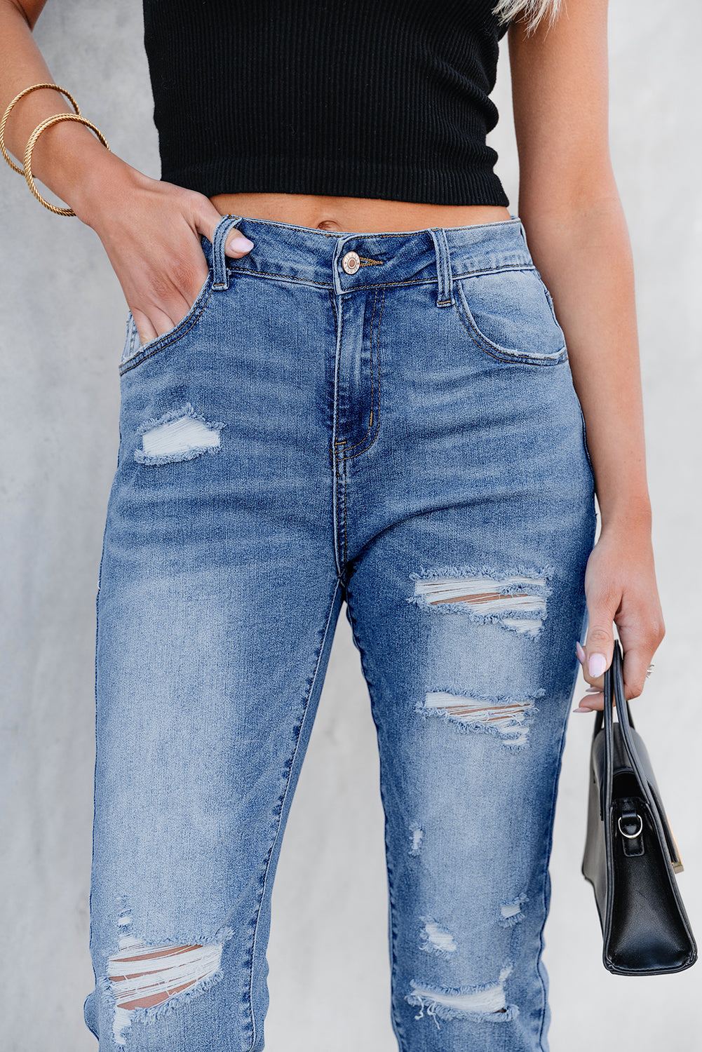 Georgia Skinny Distressed Capri Jeans