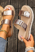 Cattleya Buckle Wedge Platform Slippers