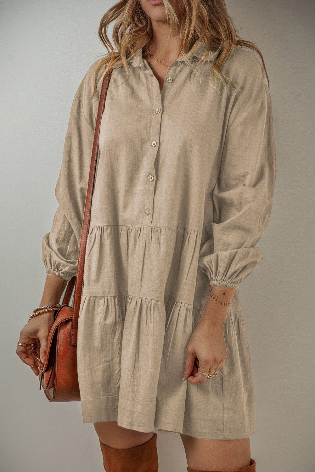 Scarlet Sleeve Tiered Pleated Shirt