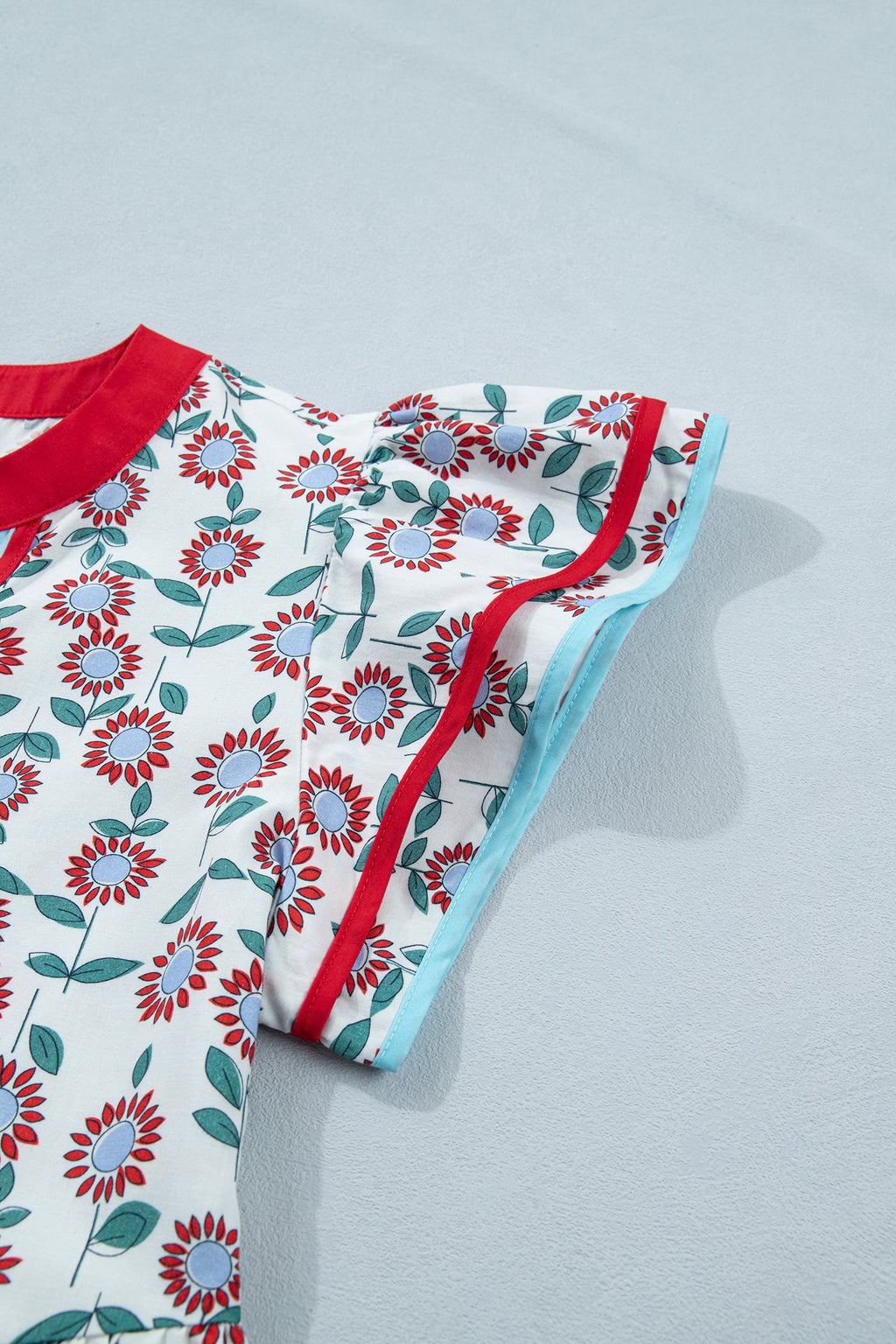 Avery Trim Flutter Sleeve Blouse