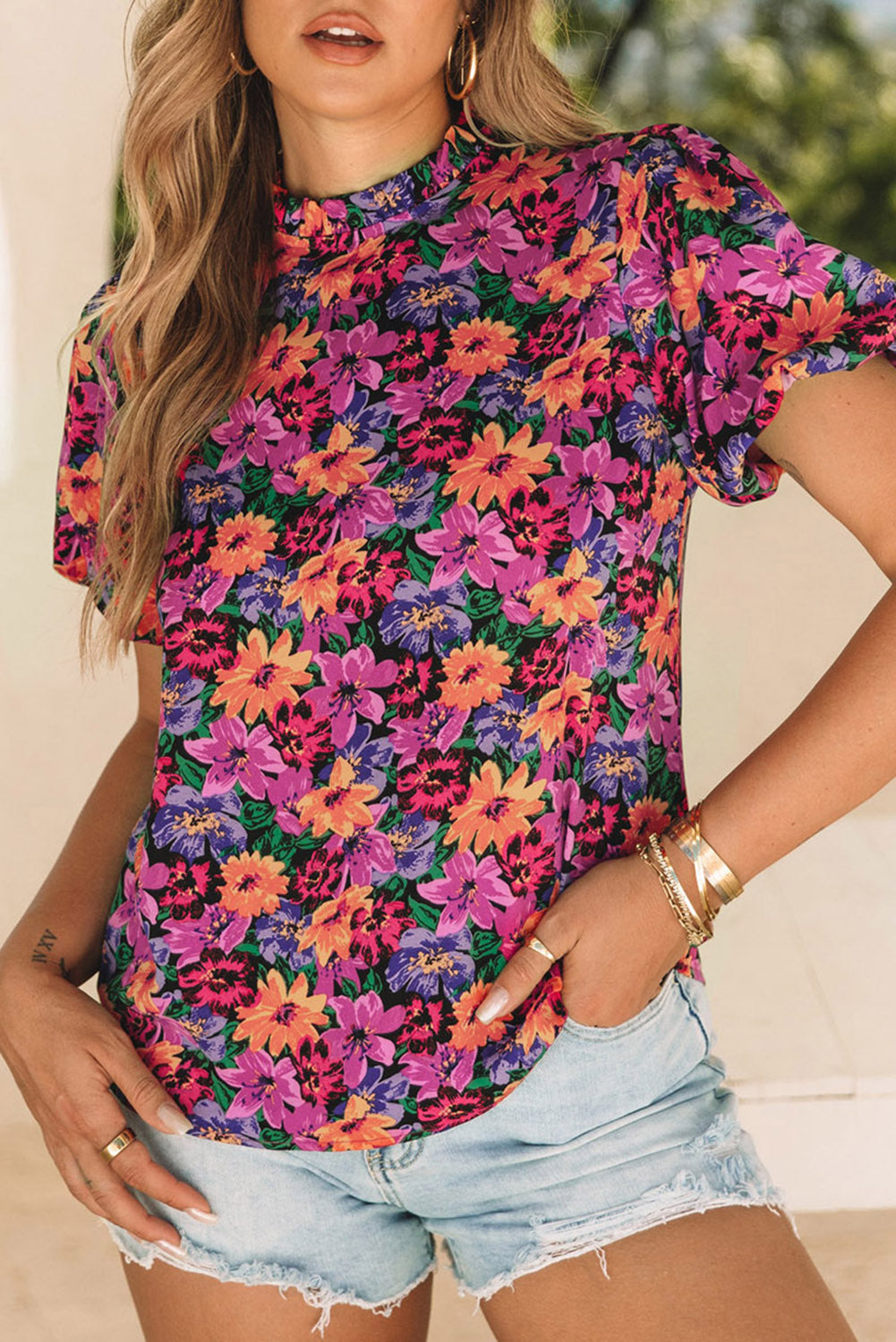 Ari Print Puff Sleeve Blouse