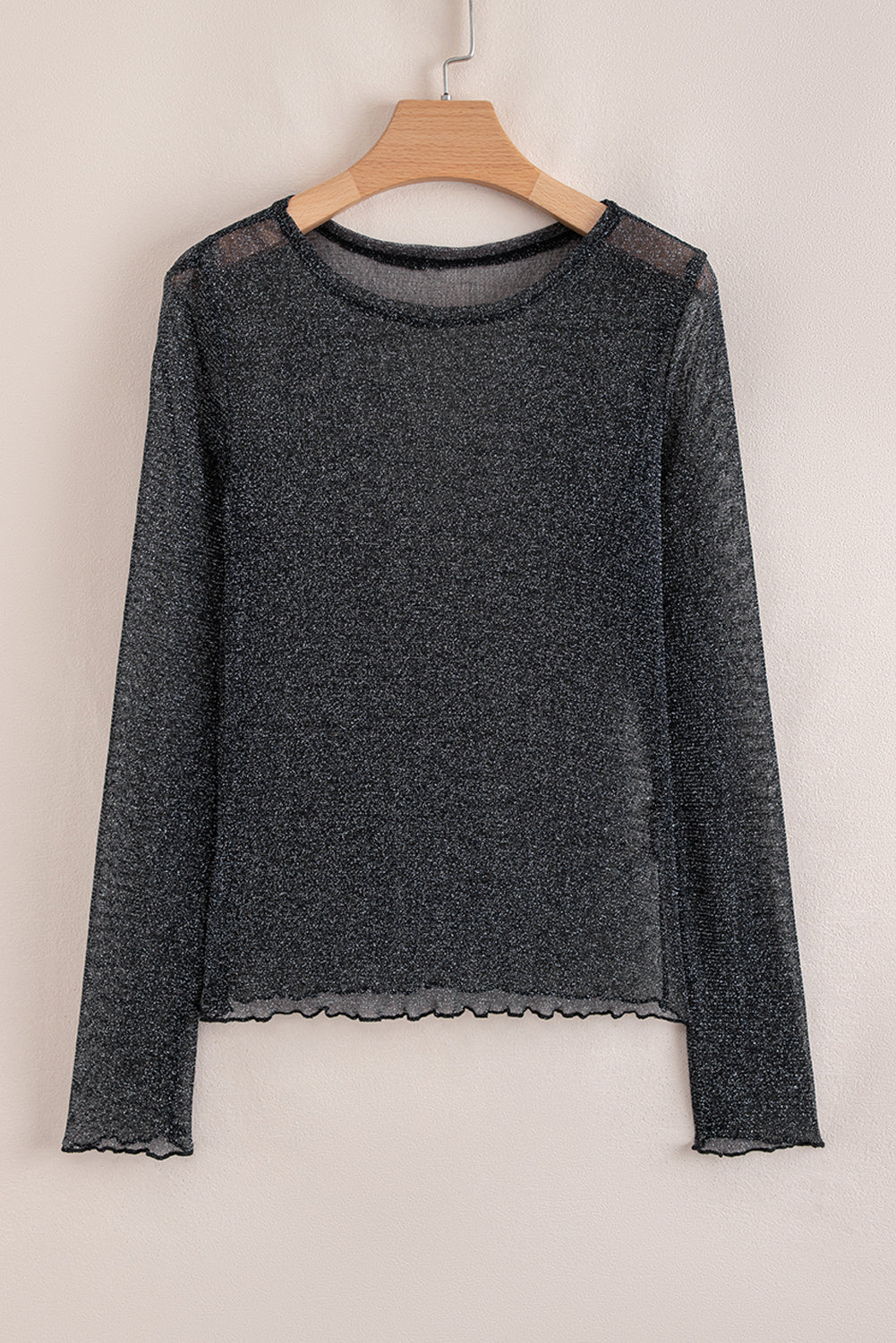 Serenity Metallic Glitter Mesh Long Sleeve Top