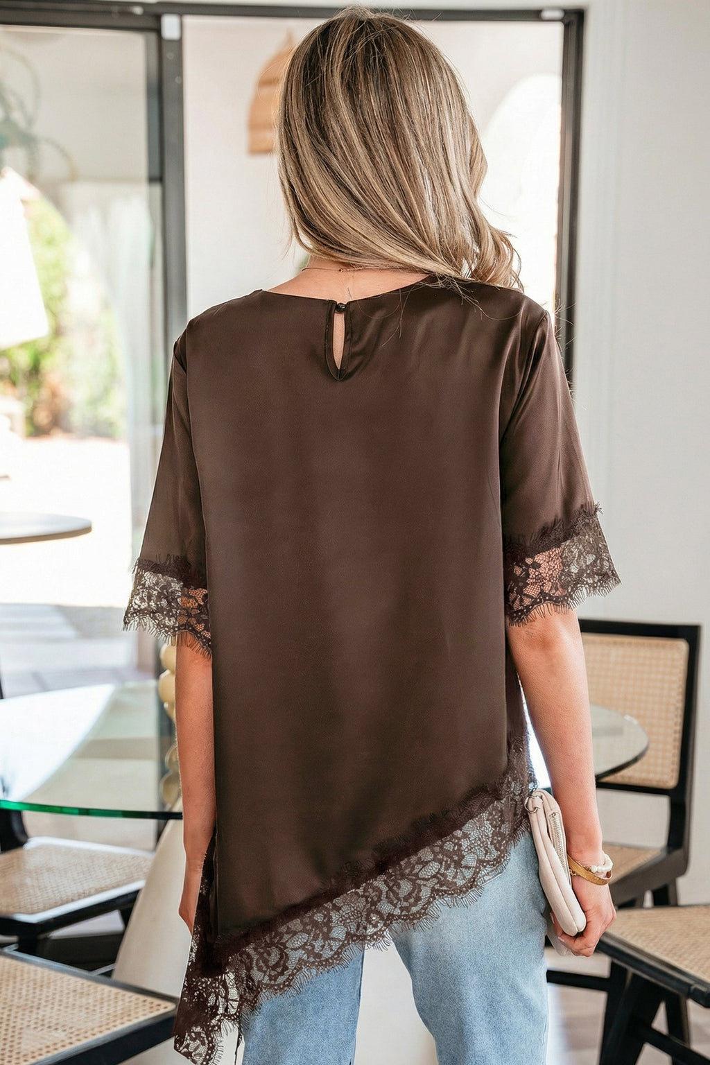 Saige Short Sleeve Satin Top