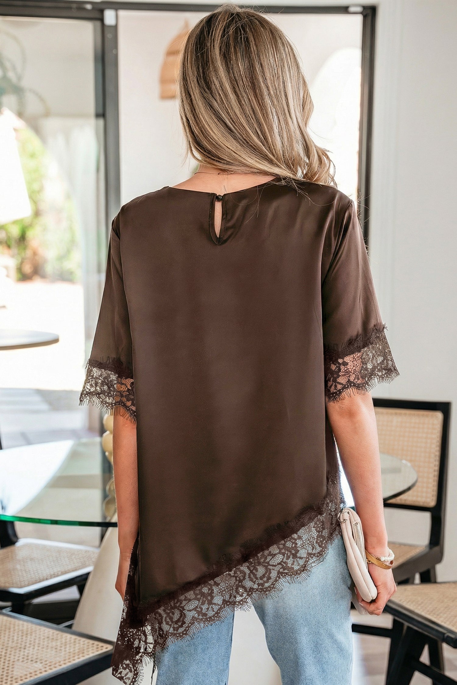 Saige Short Sleeve Satin Top
