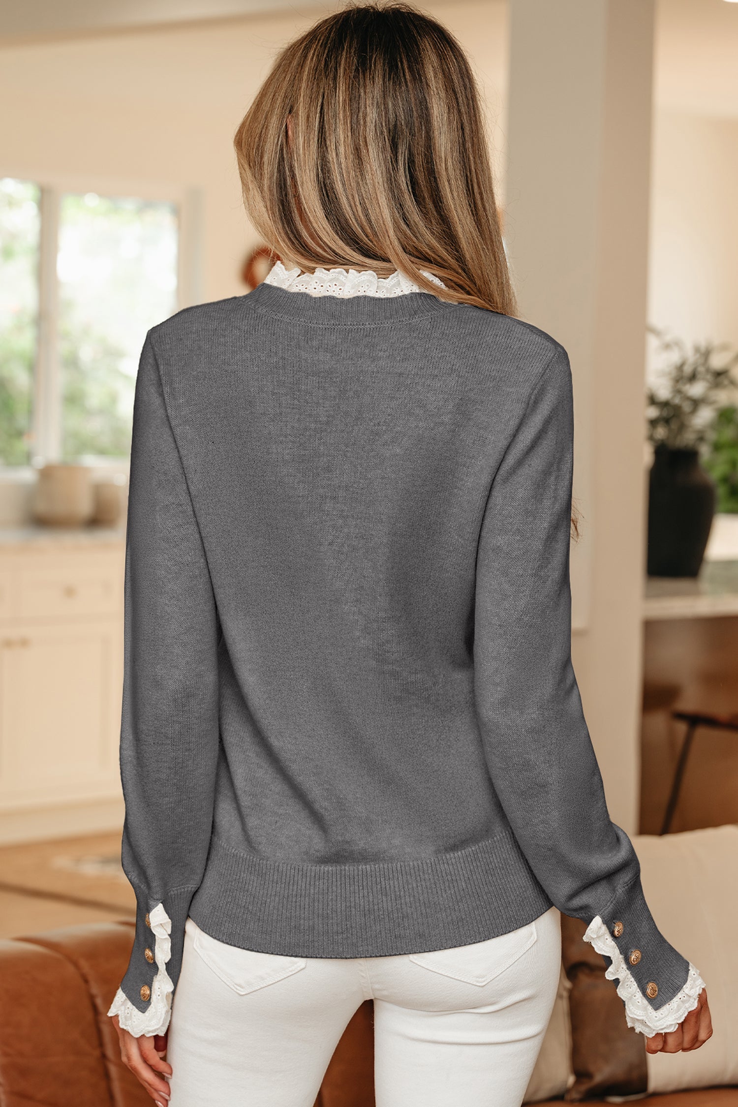 Katelyn Patchwork Cuffs Loose Sweater