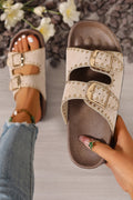 Leah Buckle Faux Suede Slippers