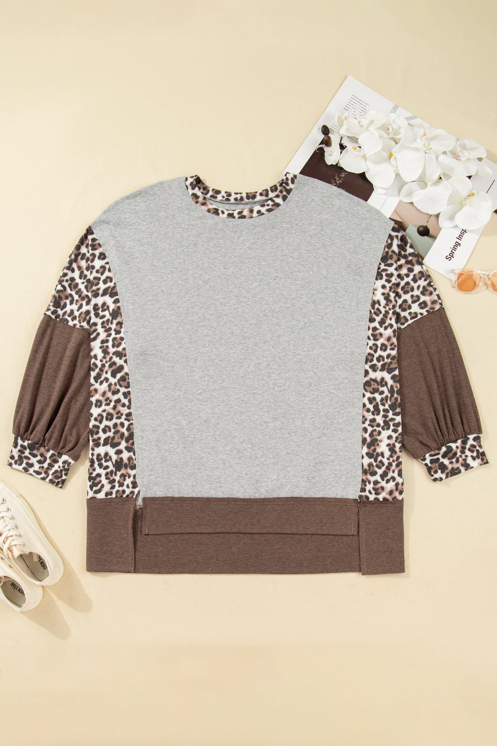 Camila Block Patchwork Dolman PLUS Sweatshirt