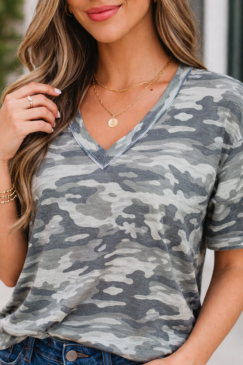 Nala Print Raw Edge Tee