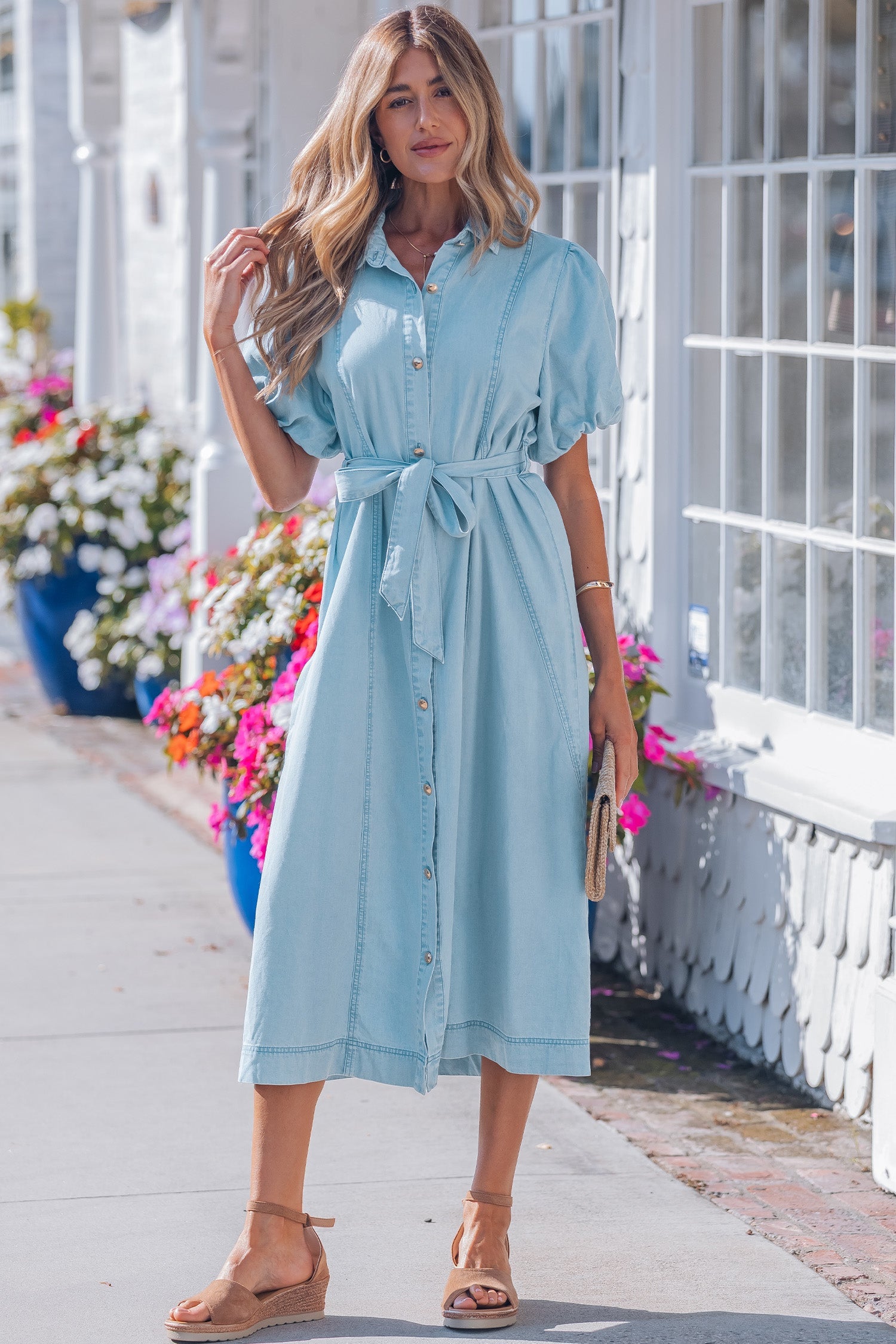 Shiloh Bubble Sleeve Long Dress