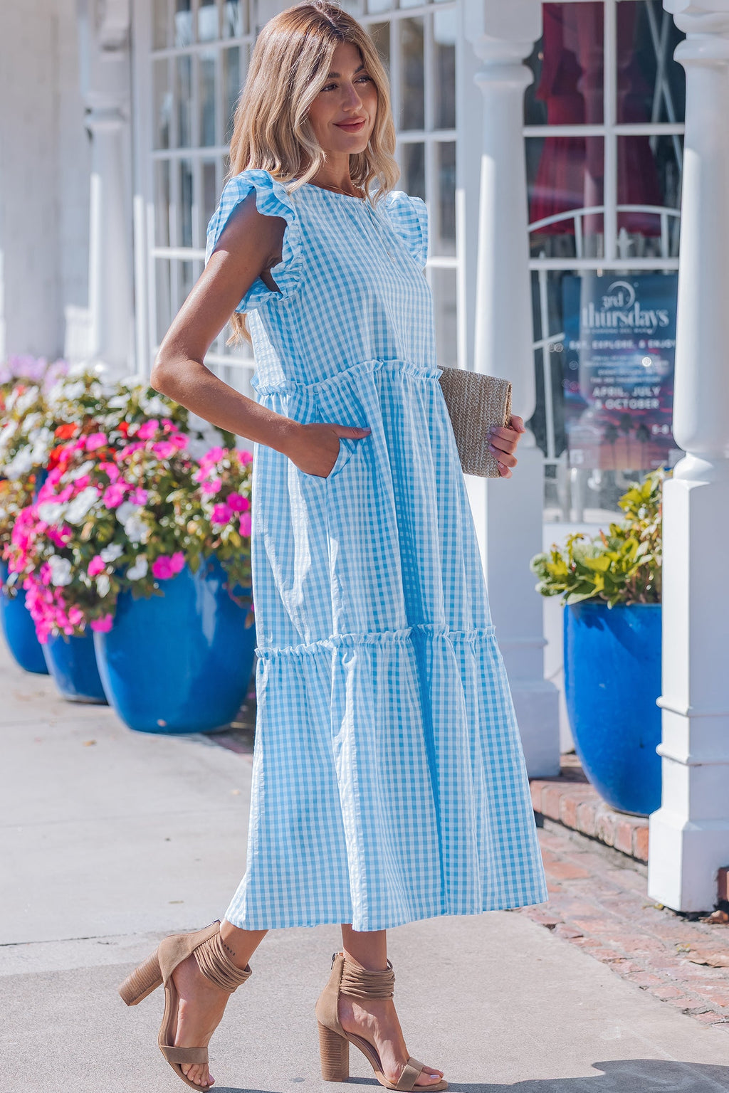 Deborah Sleeve Gingham Maxi Dress