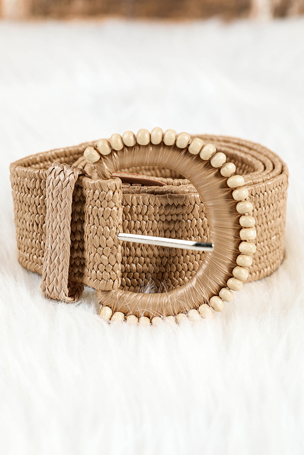 Kylie Beaded Straw Woven Belt