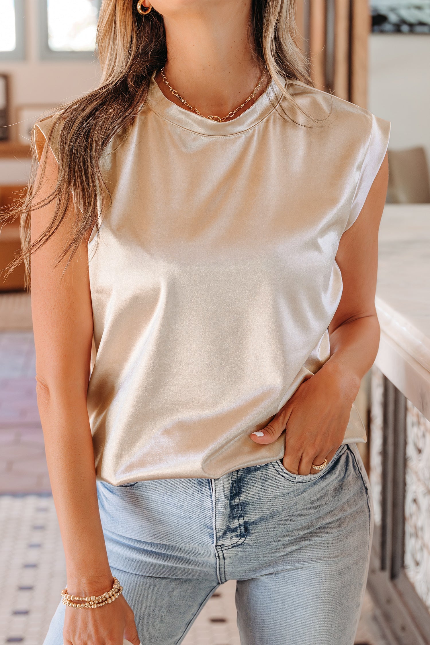 Alicia Metallic Tank Top