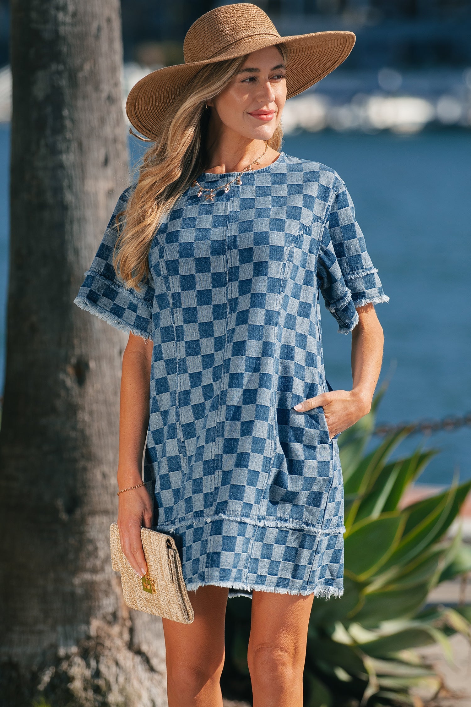 Jessie Hem Checkered Mini Dress