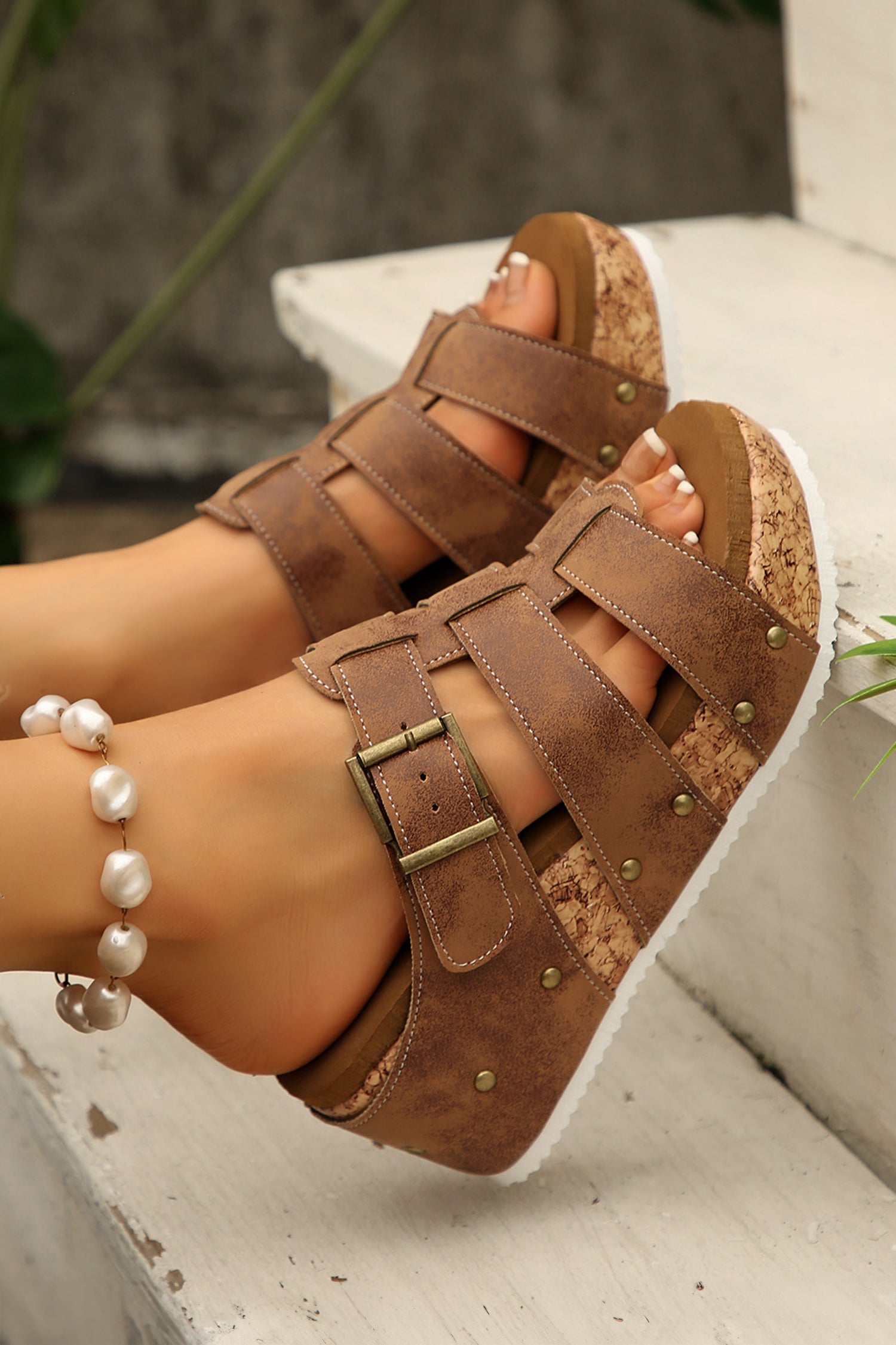 Melody Cork Wedge Platform Slippers