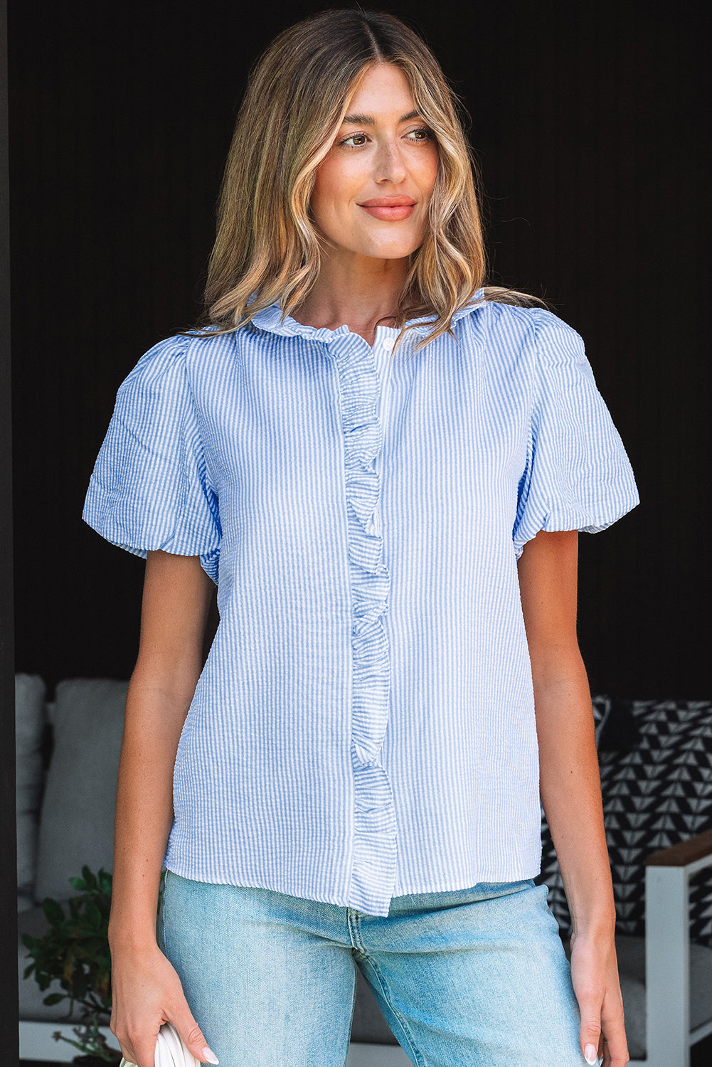 Monica Short Bubble Sleeve Shirt