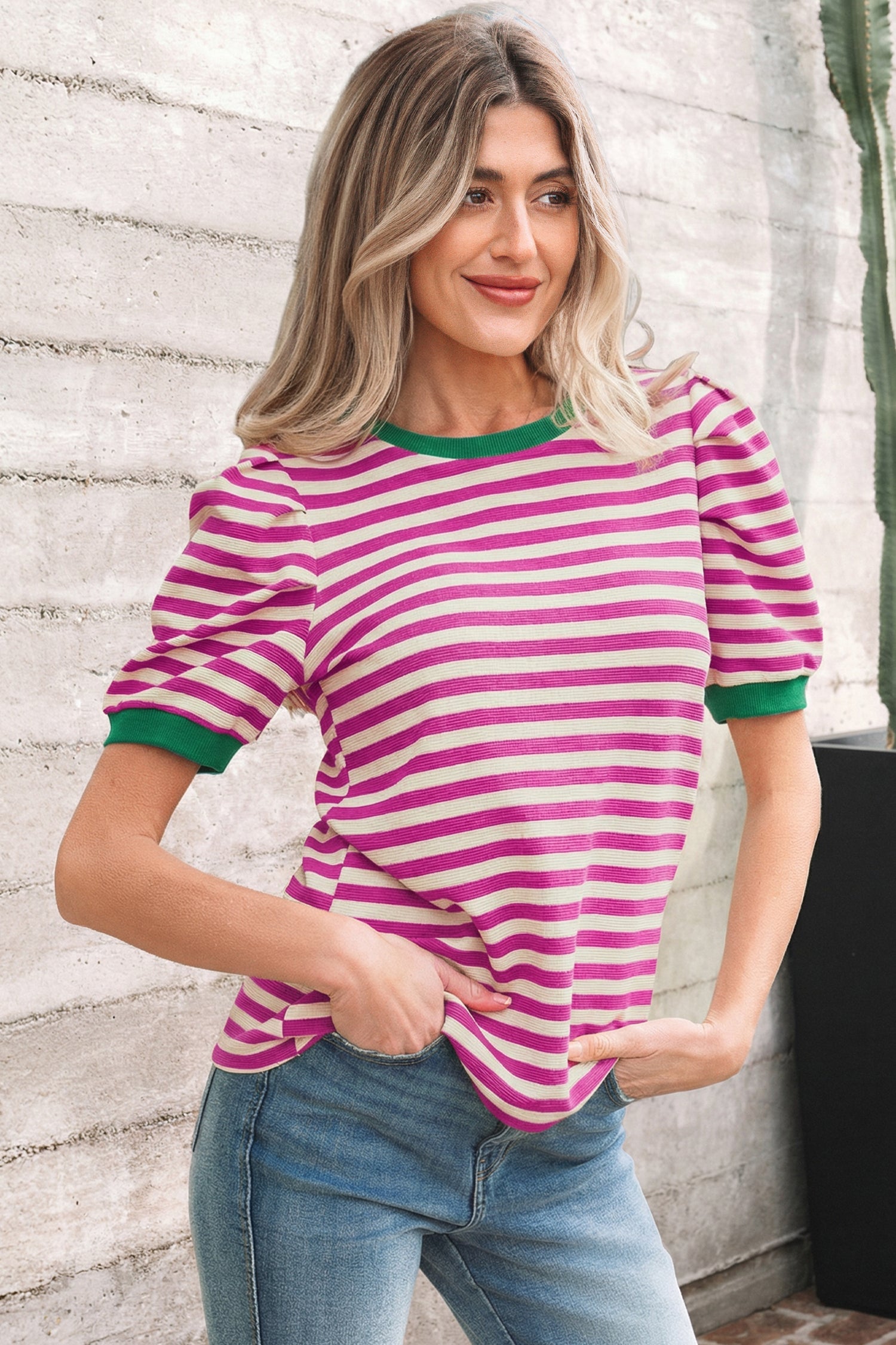Nova Sleeve Contrast Trim Tee