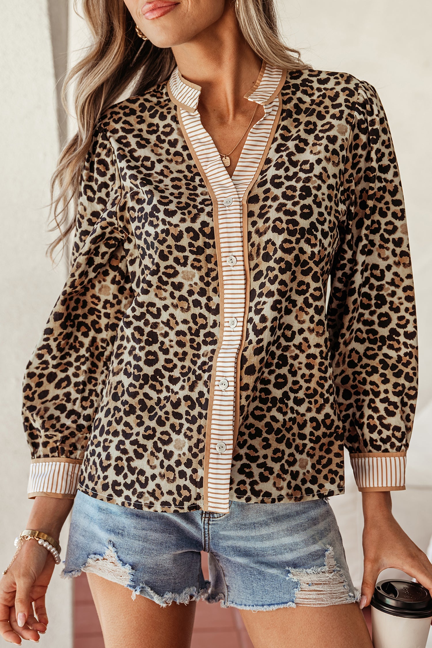 Jordyn Contrast Striped Trim Shirt