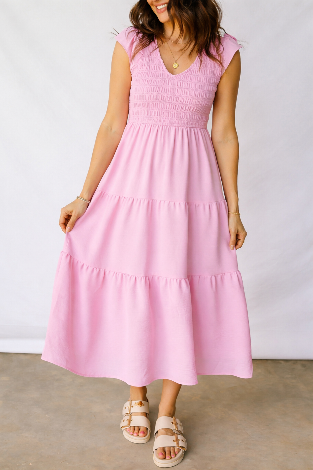 Treasure Flare Tiered Midi Dress