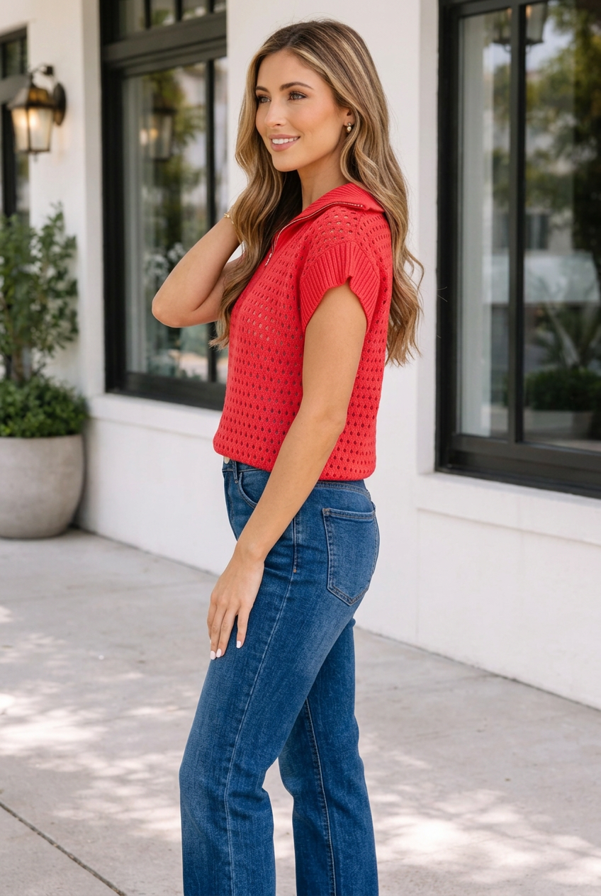 Mercy Zipper Collar Knitwear Top