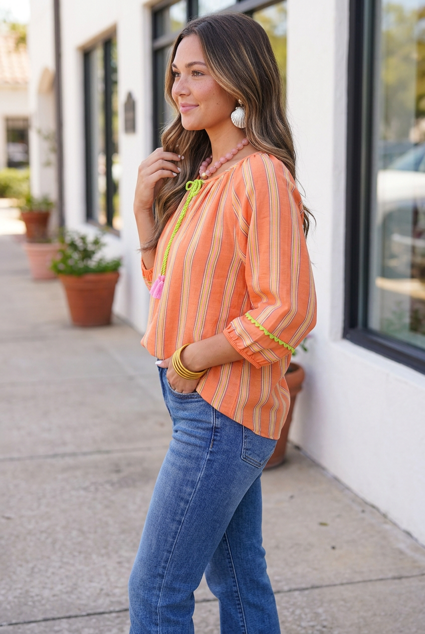 Tamara Bracelet Sleeve Cotton Blouse