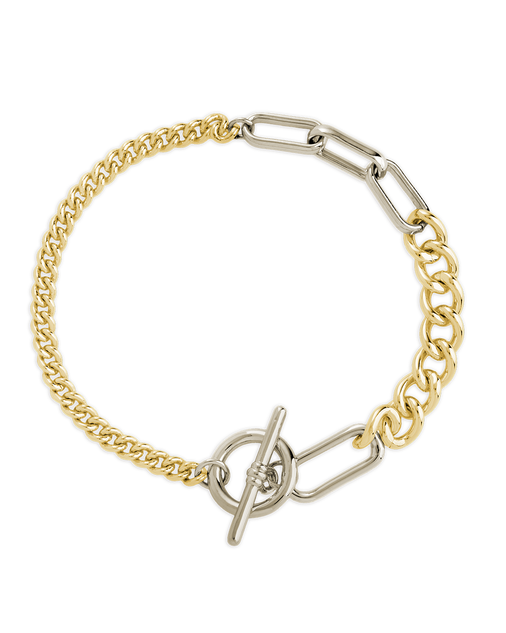 Elaine Dualtone Mixed Chain Toggle Bracelet