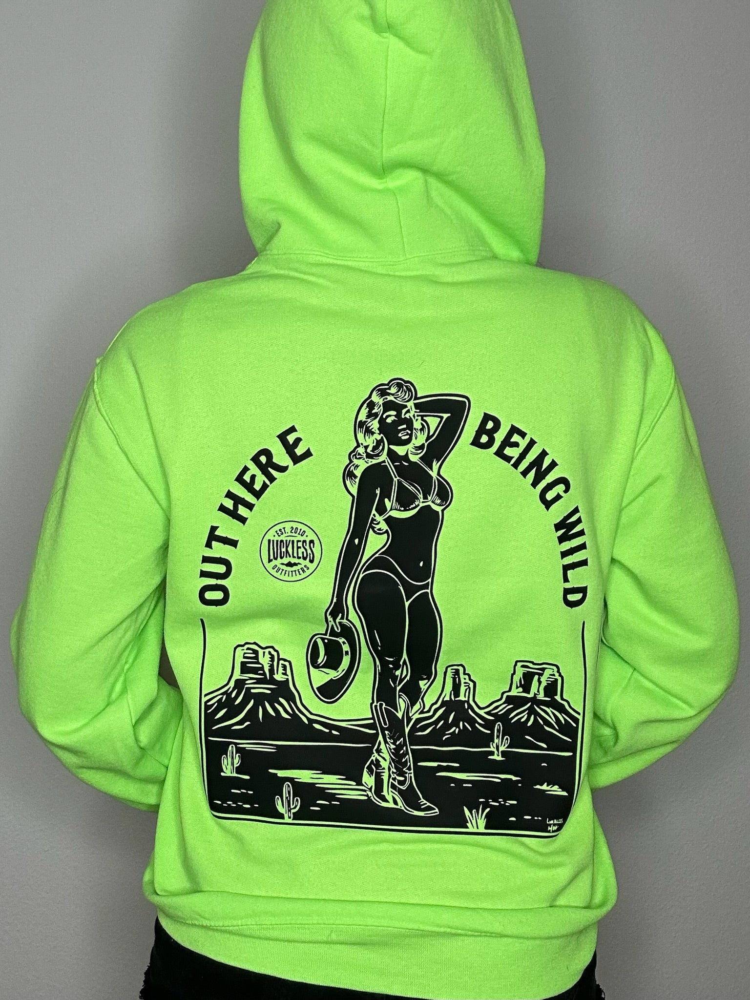 Out Here Being Wild Neon Green Hoodie