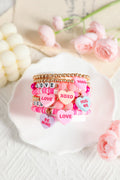 Valentine Heart Pendant Beaded Elastic Bracelet