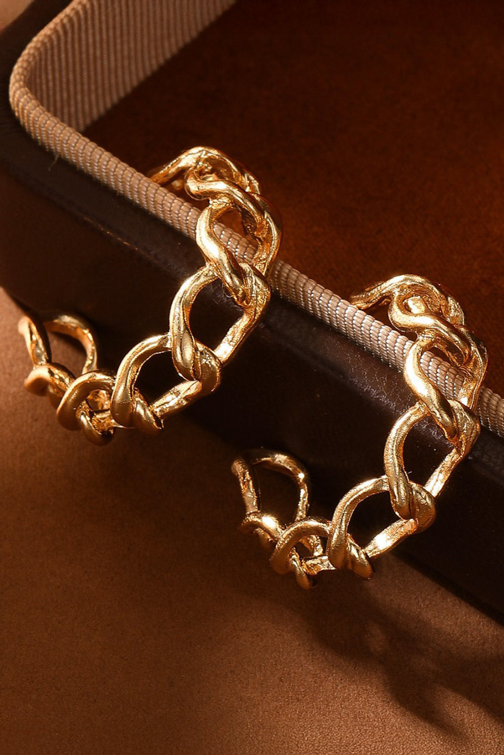 Sara Gold Round Hoop Chain Stud Earrings