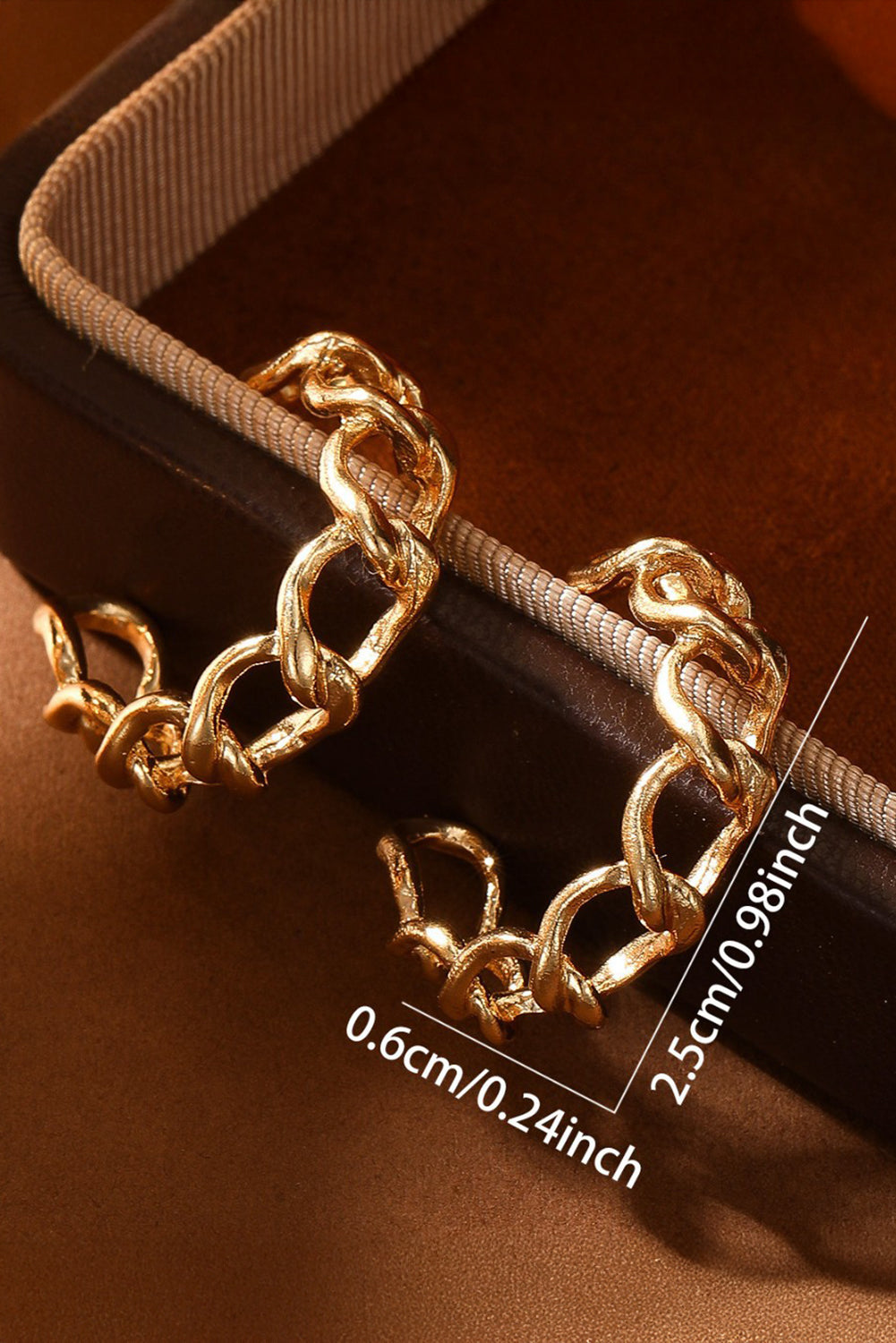 Sara Gold Round Hoop Chain Stud Earrings