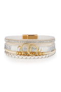 White Ring Beads Hand-woven Buckle Bracelet