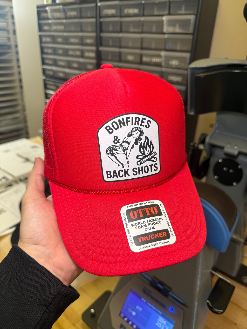 Bonfires & Back Shots Trucker Hat