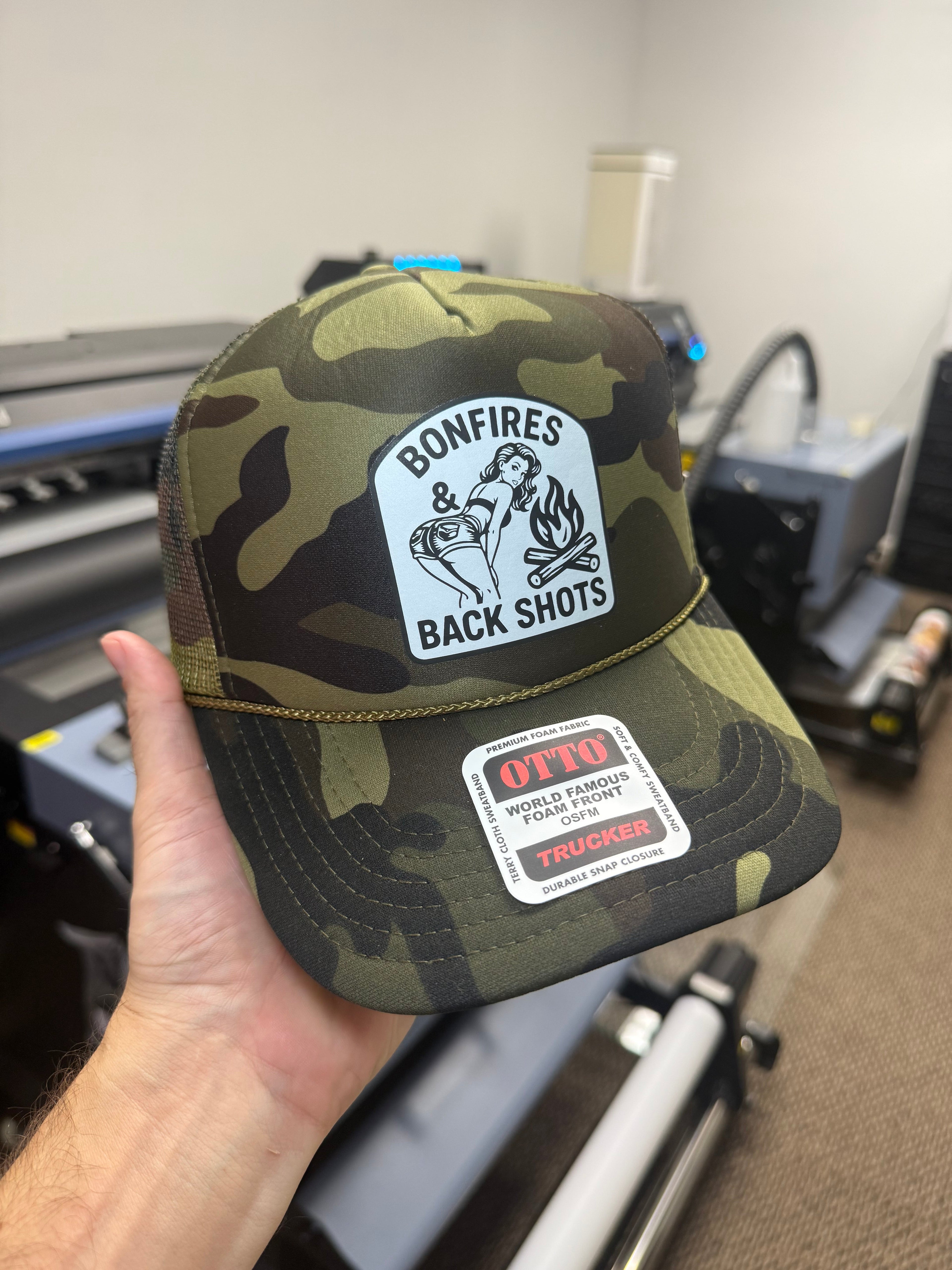 Bonfires & Back Shots Trucker Hat