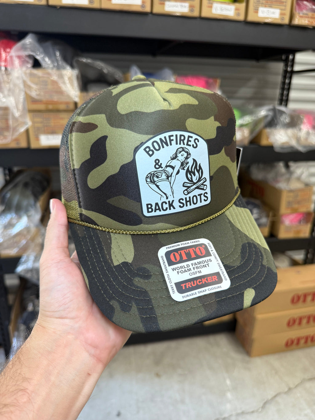 Bonfires & Back Shots Trucker Hat