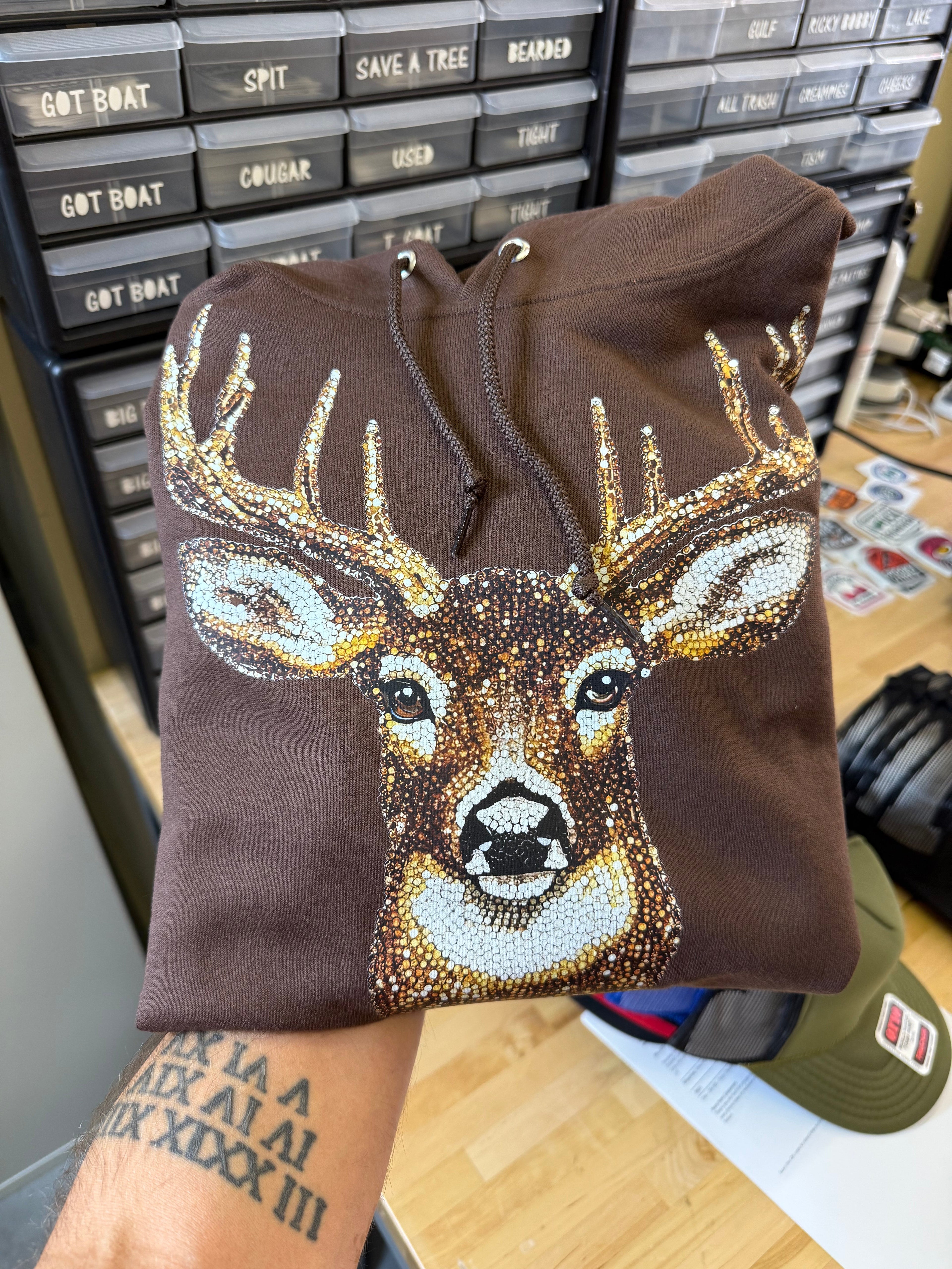 Faux Rhinestone Buck Hoodie