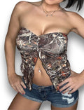 Camo Ruffle Tie Top