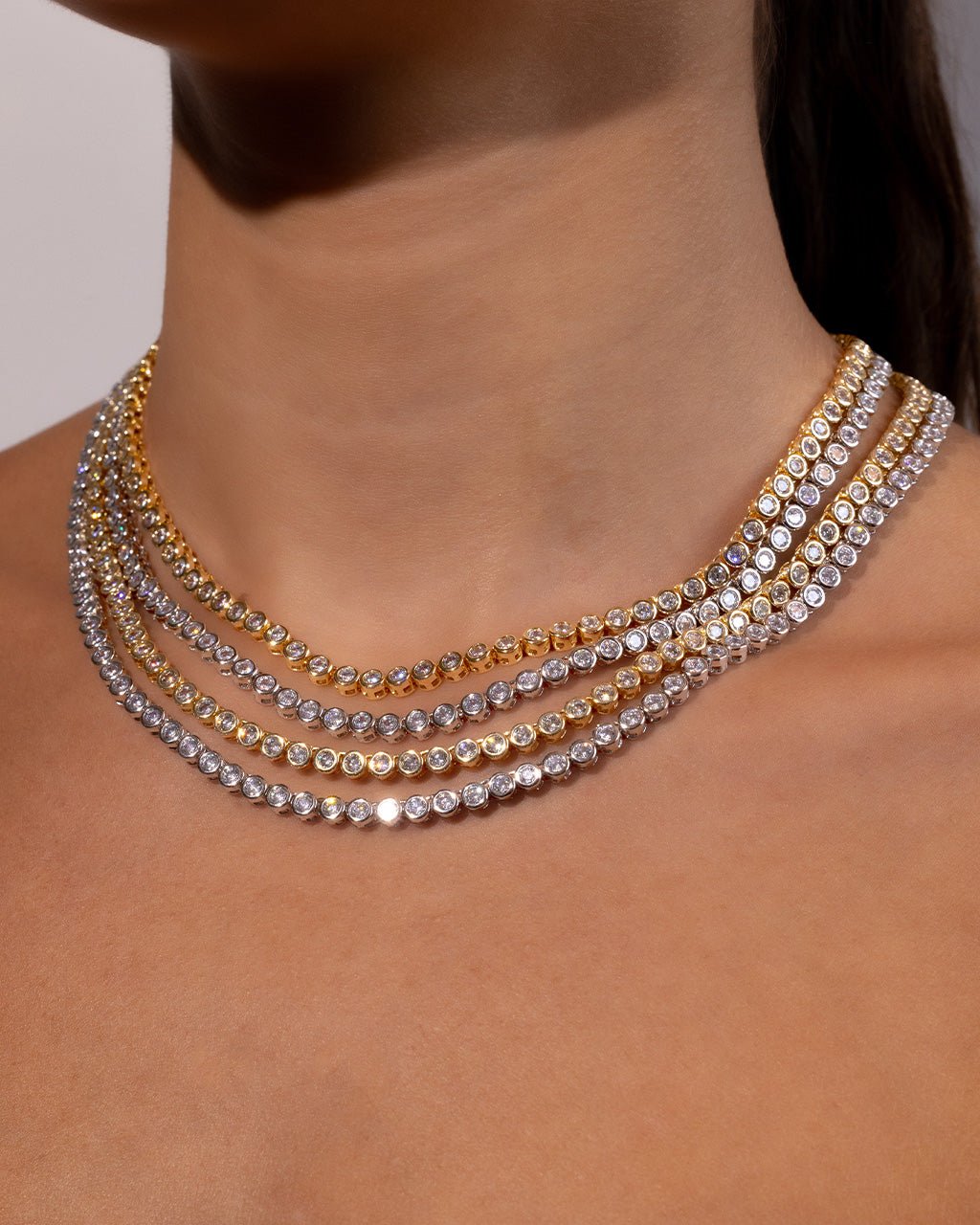 Helene Bezel CZ Tennis Necklace